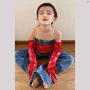 レディース 衣装 コスプレ 子供用 パテントレザー ロング グローブ 男子 ガールズ 個性 パフォーマンス キャットウォーク ファッション フォトアート 子供 写真 レッド