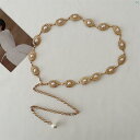レディースベルト アクセサリー ベルトチェーン オシャレ ファッション小物 個性的 ゴールドメタル パール ウエスト チェーン レディース フレンチ スカート ドレス ジーンズ ベルト 装飾 夏(4)