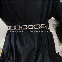 レディースベルト アクセサリー ベルトチェーン オシャレ ファッション小物 個性的 長方形 メタル JK ウエスト チェーン レディース シンプル ドレス 装飾 スカート ベルト(4)