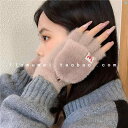 レディース 手袋 ファッション小物 冬ファッション オシャレ イン 手袋 冬 ぬいぐるみ かわいい 裏起毛 ガールズ 指し 暖かい 学生 ハーフフィンガー 5 指 フリップカバー(4)