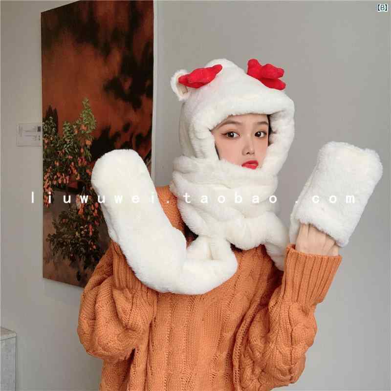 レディース マフラー 冬 ファッション小物 首り かわいい 冬 厚手 暖かい クリスマス 鹿 帽子 スカーフ オール イン ワン フード付き レディース かわいい 耳保護
