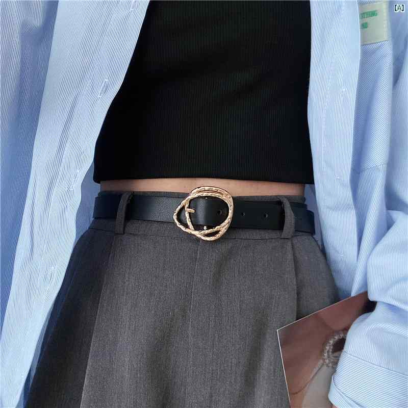 レディース　ファッション　ファッション小物　ウエスト　腰回り　　オシャレ レトロ ベルト イン ファッション アクセサリー ブラック ジーンズ 夏用 薄手