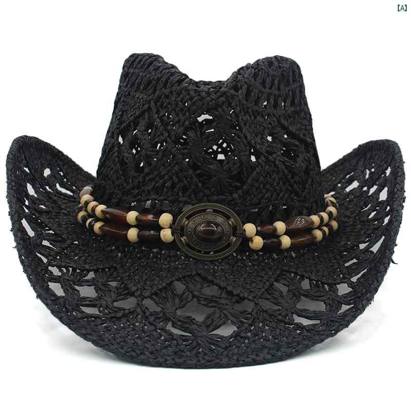 レディース　ハット　帽子　アメリカ 春夏 わら ウエスタン カウボーイハット 日よけ 日焼け防止 麦わら 帽子 旅行 乗馬用 つば広