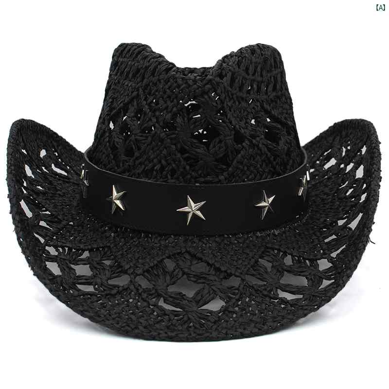 レディース　ハット　帽子　アメリカ 春夏 わら ウエスタン カウボーイハット 日よけ 日焼け防止 麦わら 帽子 旅行 乗馬用 つば広