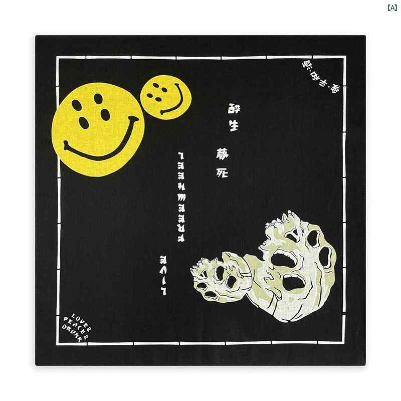 メンズ　レディース　ファッション　小物　バンダナ　オシャレ　柄物 ホット タイム コットン 両面 笑顔 スカーフ イン ヒップ ホップ ストリート レトロ オートバイ