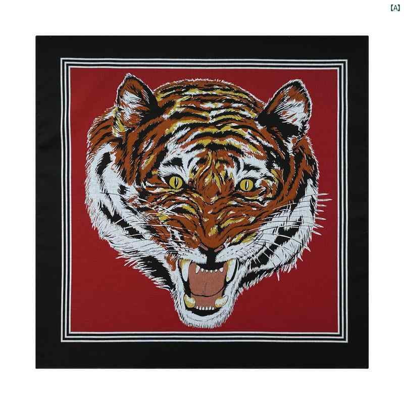 メンズ　レディース　ファッション　小物　バンダナ　オシャレ　柄物 ホット タイム コットン タイガー レトロ スクエア スカーフ ネック ライディング ヴィンテージ アミ カーキ メンズ