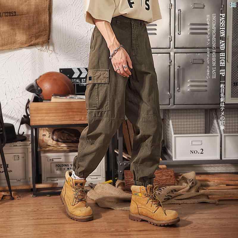 メンズ　メンズファッション　パンツ　オシャレ　 アメリカ 男子用 オーバー オール 春秋 アウトドア スポーツ レギンス レトロ ルーズ カジュアル パンツ