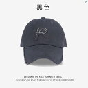 レディース 海外ファッション オシャレ ファッション小物 レター P ホール ソフト トップ キャップ 湾曲 つば ネイビー 帽子 小柄 古風 韓国 ベースボールキャップ