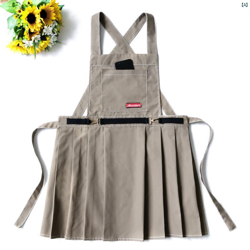 ロゴ 付き キッチン レディース 韓国 ファッション エプロン 美容師 ミルクティー ショップ 作業着 レストランウェイター プリーツス