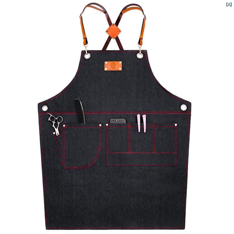 デニムエプロン 韓国 ファッション ロゴ ミルクティー ショップ バリスタ 中華 料理 店 メンズレディース ヘア サロン マニキュア 作業着
