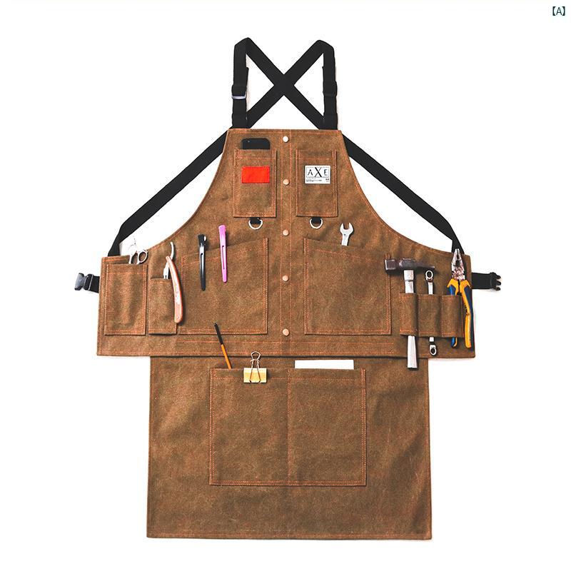 レトロ キャンバス エプロン 防汚性 耐摩耗 庭 師 大工 キャンプ メンズレディース アメリカン デニム 作業着 ロゴ