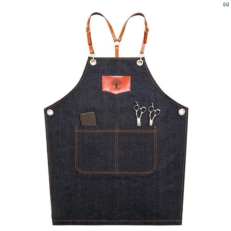 デニムエプロン 韓国 防水 塗装 コーヒー ベーキング ペットグルーミング 理髪 店 フラワーショップ 在宅 作業着