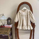 キッズ キッズ用品 子供用品 キッズファッション ドレス ワンピース かわいい キュート 海外風 子供 春秋 襟 長袖 プリンセス ドレス ベビー 花柄 フリルドレス