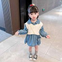 キッズ キッズ用品 子供用品 キッズファッション ドレス ワンピース かわいい キュート 海外風 ガールズ ドレス 春秋 小柄 ベビー デニムスカート プリンセス スカート
