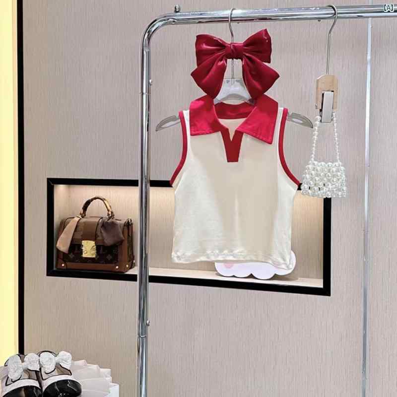 キッズ　キッズ用品　子供用品　キッズファッション　ベビー　かわいい　 ガールズ スーツ スタイリッシュ 夏 薄手 ノースリーブ トップス デニムショートパンツ スカート 2点セット す