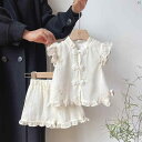 キッズ キッズ用品 子供用品 キッズファッション ベビー かわいい ガール サマー スーツ 風 ナショナル 新 中華風 ベビー トップ ショーツ 2点セット