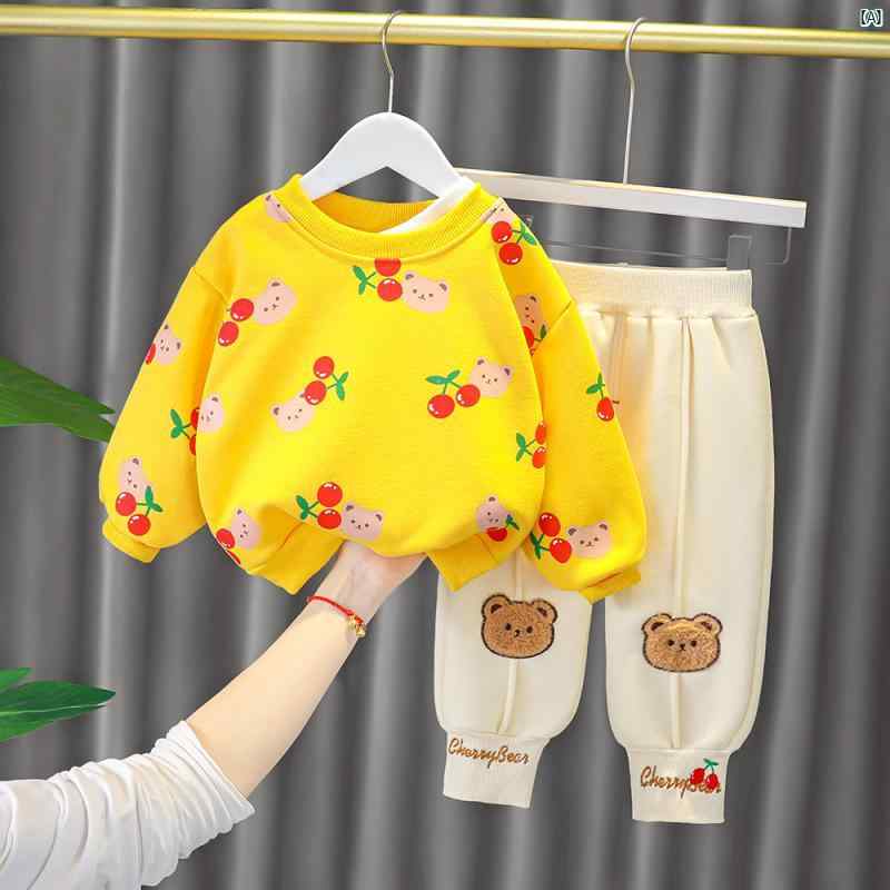 キッズ　キッズ用品　子供用品　キッズファッション　ベビー　かわいい　 女児 秋冬 2点 スーツ おしゃれ 子供服 初冬服 1歳 児用 ベルベット レッド トレーナー