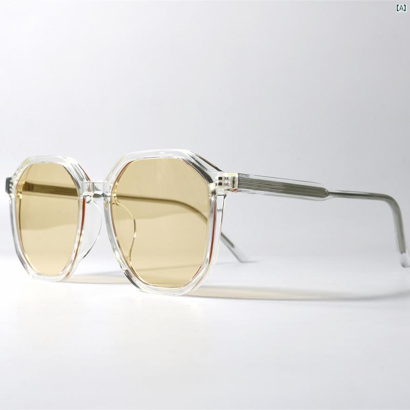 サングラス　ユニセックス　メガネ　ファッションアイテム　小物　フレーム　オシャレ スモール フレッシュ フォレストグリーン サングラス UV 400 ニュートラル 近視 汎用性 高さ 透明 フレーム オレンジ マッチ