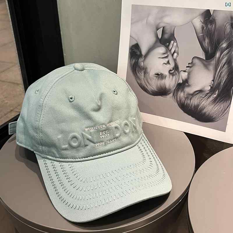 レディース　ファッション小物　韓国ファッション 韓国 つば広 ベースボール キャップ イン エンボス 文字 ラージヘッド ソフト トップ