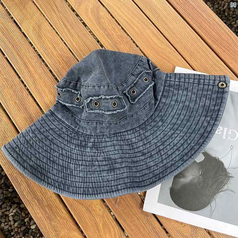 レディース　ファッション小物　帽子　かわいい 大きい 頭囲 つば広 アウトドア ウエスタン デニム ウォッシュド フィッシャーマン ハット y 2 k カップル 登山 サンバイザー 男性用