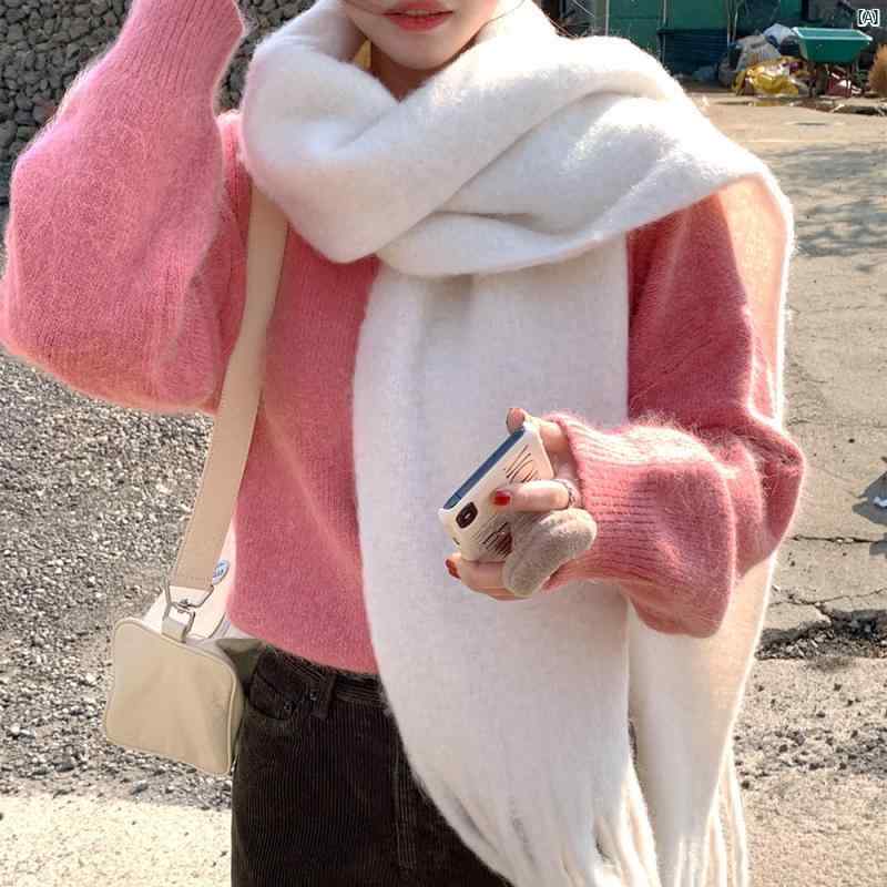 レディース　ユニセックス　膝掛け　秋　冬　オシャレ 冬 ガールズ 雰囲気 柔らか ワックス 暖かい スカーフ 厚手 タッセル ぬいぐるみ ベルベット 拡張 ショール 無地