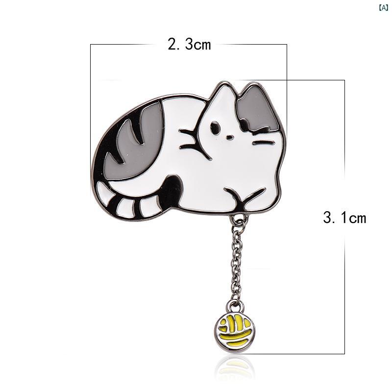 レディース　ファッション　小物　スーツ　上品　アクセサリー 猫 メタル バッジ かわいい 和風 露出 防止 ボタン 襟 装飾 ブローチ ブラウス 小柄 襟ピンピン ジュエリー