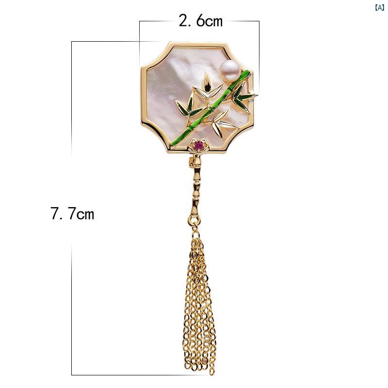 レディース　ファッション　小物　スーツ　上品　アクセサリー 竹 パール 中華風 チャイナ プレス ブローチ ハイエンド コサージュピン アクセサリー