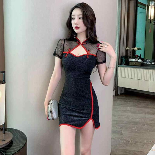 レディース 夜 フットマッサージ 美容 健康 クラブ チャイナ ドレス レトロ メッシュ スプライシング ファッション レディース 夜 フットマッサージ 美容 健康 クラブ チャイナ ドレス レトロ メッシュ スプライシング ファッション