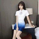 レディース ドレス タイト スッキリ 高級 美容師 作業着 夏 美容 健康 センター チャイナ ドレス 襟 ナイトクラブ レディース ヒップ カバー ショート スカート