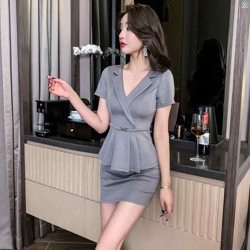 レディース 足 湯 お尻 サウナ 技師 作業着 夏 魅惑的 お腹 カバー スリム ショート スカート スーツ 美容院