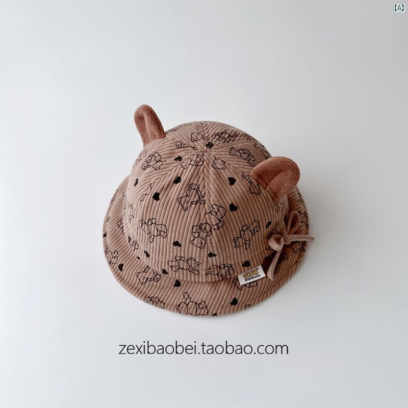 ベビー 帽子 春秋 漁師 かわいい サンハット コーデュロイ 男女兼用 冬