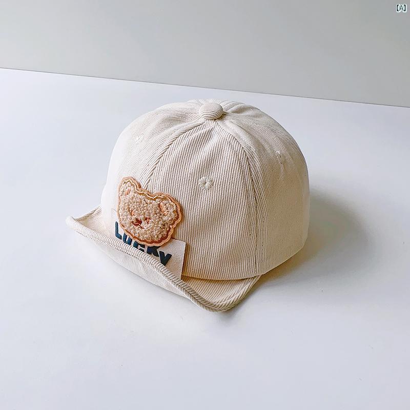 ベビー 帽子 春秋 ピーク ハット リトル ベア ベースボール キャップ 薄手 男女兼用 レッドちゃん 生後