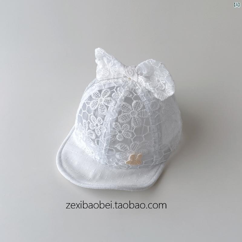 ベビー 帽子 夏 薄手 ひさし キャップ リトル プリンセス レース 太陽 通気性 女 レッドちゃん 野球帽 新