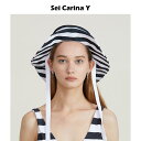 レディース 海外 ファッション オシャレ かわいい 個性的 バービー ジョイント ストライプ ストラップ サンシェード 漁師 帽子 日焼け防止 日よけ バケット ハット(4)