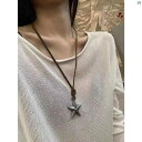 レディース アクセサリー ファッション おしゃれ 上品 大人 レディース 調節可能 スター ペンダント パンク ネックレス レザー 合金 シルバー 五芒星 ロング セーター チェーン