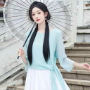 レディース ファッション ドレス 中華 中国 中華風 文学 芸術 ラウンドネック トップ スーパー フェアリー クール デイリー レトロ大 スイング スカート スーツ(4)