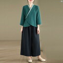 レディース ファッション ドレス 中華 中国 漢服 瞑想 婦人 茶師服 唐服 座 服 在ホーム ウェア 漢方 診療 所 美容 健康 管理 耳 かき 技師 作業着(4)