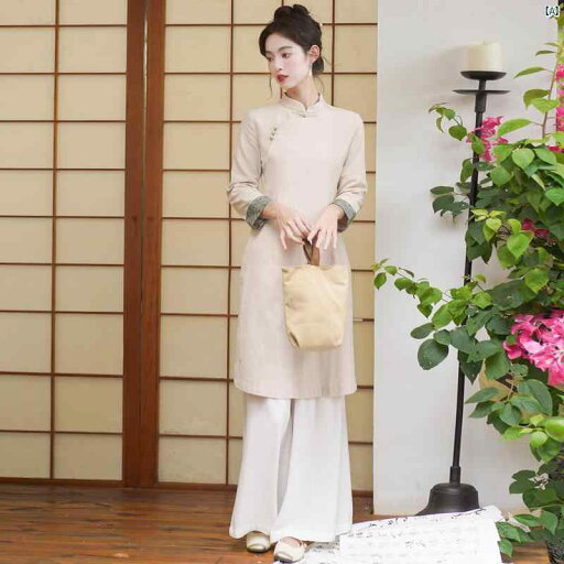 レディース ファッション ドレス 中華 中国 中華風 瞑想 服 九分 袖 レディース 日常 茶師服 秋 スリット スリム 文学的 チャイナ ドレス トップ 2点セット レディース ファッション ドレス 中華 中国 中華風 瞑想 服 九分 袖 レディース 日常 茶師服 秋 スリット スリム 文学的 チャイナ ドレス トップ 2点セット