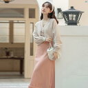 レディース ファッション ドレス 中華 中国 中華風 ハイエンド ニット ジャケット ドレス 2点セット ガールズ 日常 漢服 秋冬 スリム スカート(4)