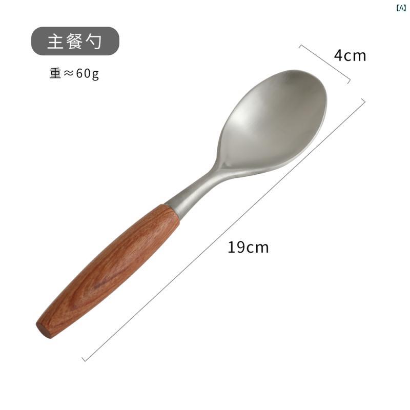 キッチン　キッチン用品　家庭　家　オシャレ　かわいい　モダン　便利 304 ステンレス 洋食 食器 コンプリートセット 製 ステーキ ナイフ フォーク デザート スプーン ローズウッド 無垢材 ハンドル 3個