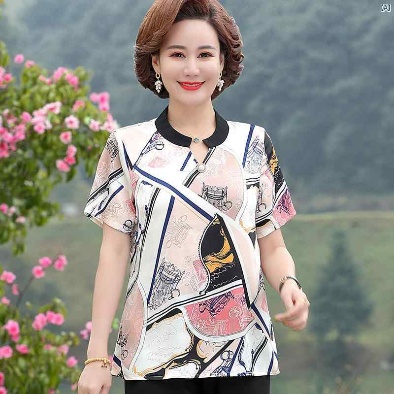 レディース ファッション おしゃれ 春夏 秋　冬 大人 上品 高級 マダム プレゼント 敬老日　おばあちゃん 夏 半袖 2点セットアップ可能 50歳 Tシャツ トップ ゆったり カジュアル 薄手 シャツのサムネイル