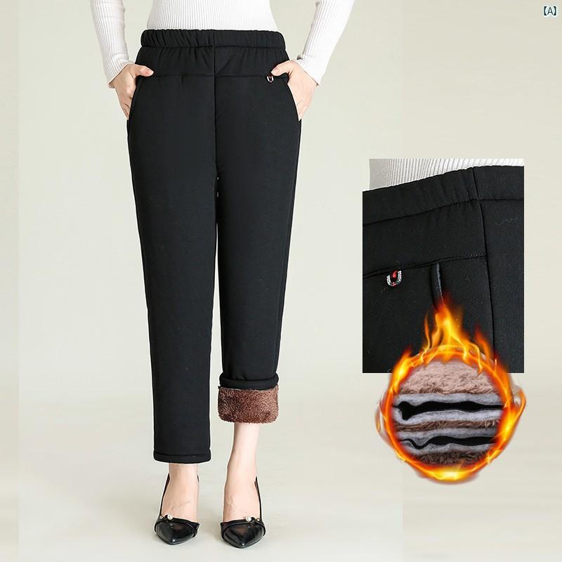 レディース ファッション おしゃれ 春夏 秋　冬 大人 上品 高級 マダム プレゼント 敬老日　おばあちゃん 冬用 配 コットンパンツ ベルベット 厚手 暖かい ラム パンツ アウターウェア用 ハイウエスト ゆったり グラニー