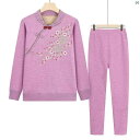 レディース ファッション おしゃれ 春夏 秋 冬 大人 上品 高級 マダム プレゼント 敬老日 おばあちゃん 秋冬 ベルベット サーマル 下着 セット 服高 服 厚手 セーター 2点セット(4)