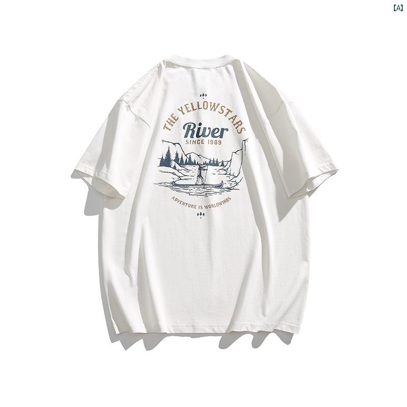 メンズ　海外ファッション　オシャレ　かっこいい　個性的　 ユニセックス プリント 半袖 カップル Tシャツ