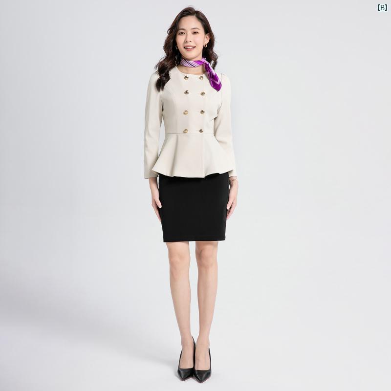 レディース　ユニフォーム　仕事着　レディース仕事ユニフォーム 美容 作業着 韓国 プロ スーツ ジュエリー フロント 接客 作業着 メイクアップ スリム 2点 ファッション