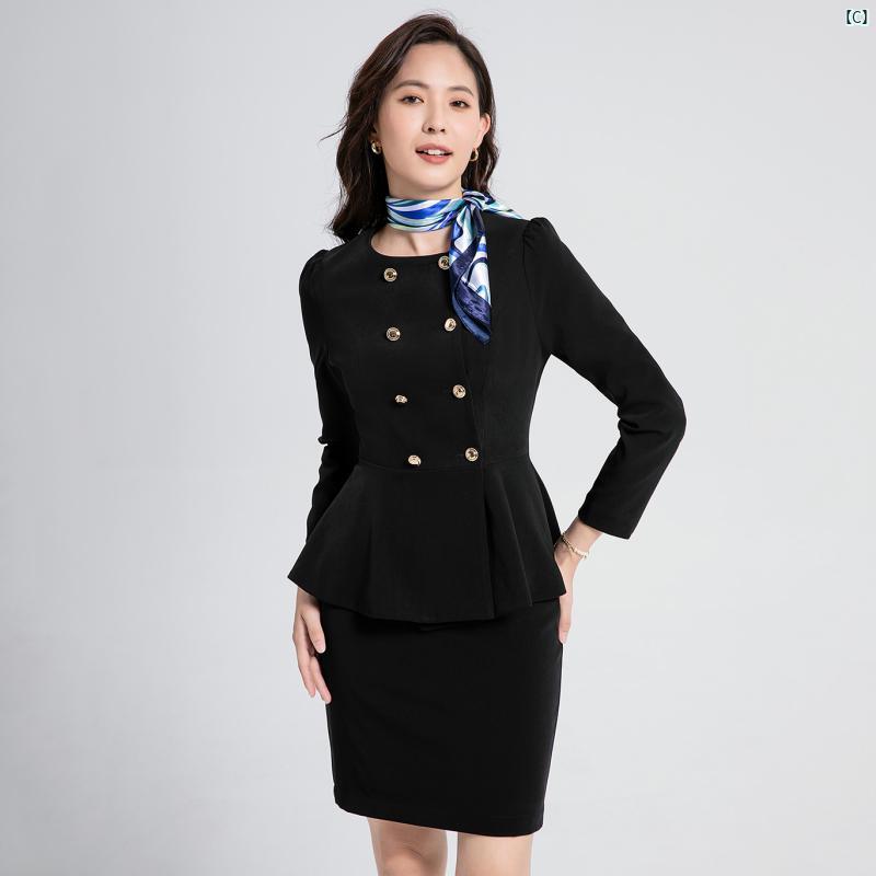レディース　ユニフォーム　仕事着　レディース仕事ユニフォーム 美容 作業着 韓国 プロ スーツ ジュエリー フロント 接客 作業着 メイクアップ スリム 2点 ファッション