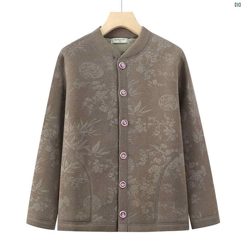 レディース　ファッション　祖母　ママ　オシャレ　上品　綺麗 高 者 秋冬 厚手 ベルベット 暖かいおばあちゃん 服 お母さん 秋服高 老婦 歳用 コート