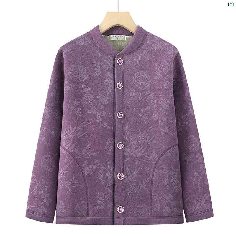 レディース　ファッション　祖母　ママ　オシャレ　上品　綺麗 高 者 秋冬 厚手 ベルベット 暖かいおばあちゃん 服 お母さん 秋服高 老婦 歳用 コート