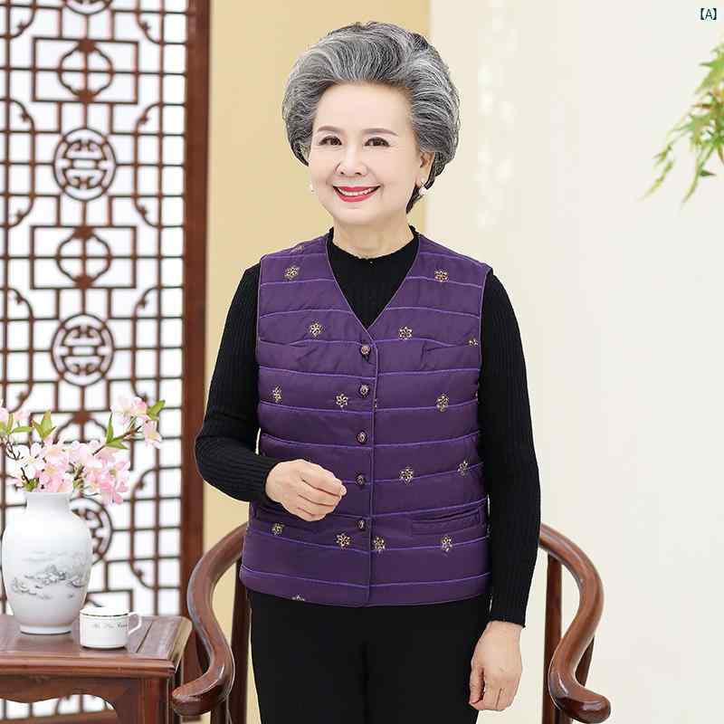 レディース　ファッション　祖母　ママ　オシャレ　上品　綺麗 秋冬 ベスト ～ 70歳 80歳おばあちゃん チョッキ コットン入り 小柄 コート インナー 暖かいお ばあさん
