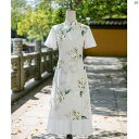 レディース 中華ドレス 中国ドレス チャイナドレス 綺麗 オシャレ パーティー 披露宴 上品 ホワイト チャイナ ドレス 夏 若々しい ガールズ ハイエンド アオザイ 小柄 フレッシュ(4)